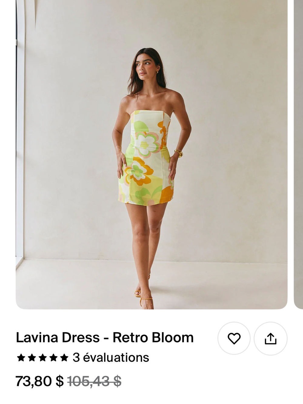 Sabo Skirt Retro Bloom Strapless Mini Dress - Yellow & Green Floral